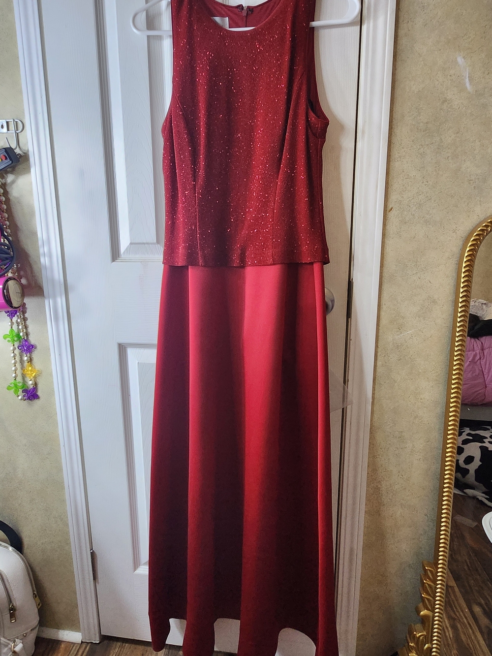 Patra Red Sparkle Two-Piece Maxi Dress
